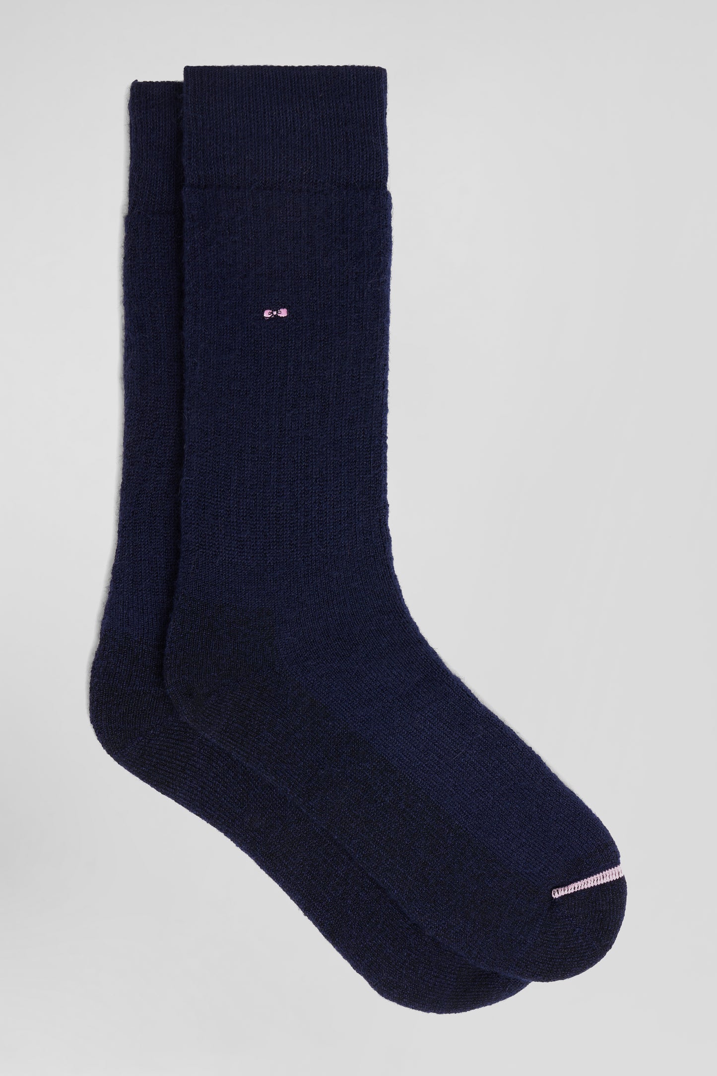 Plain navy ribbed cotton socks
