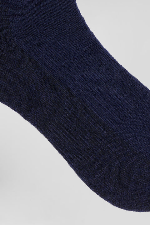 Plain navy ribbed cotton socks - Image 3