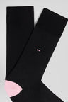 Black cotton blend socks with pink reinforcements