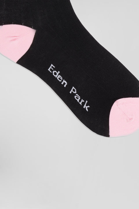 Black cotton blend socks with pink reinforcements - Image 3