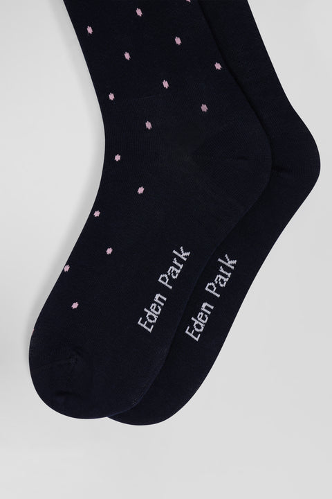 Set of two pairs of navy stretch cotton blend socks - Image 3