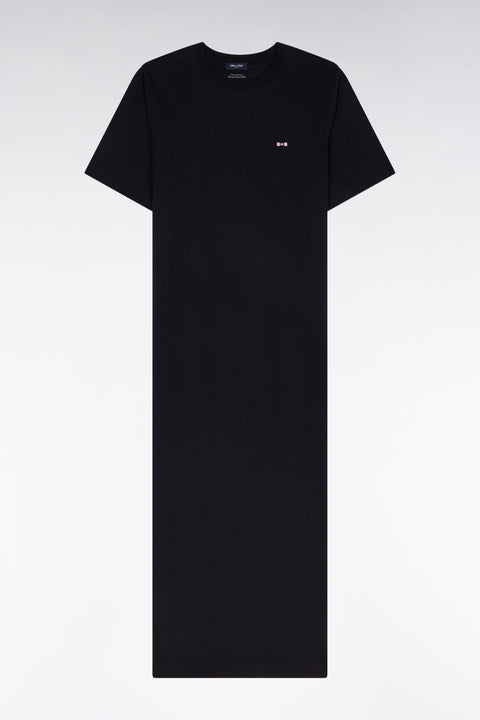 T-shirt dress in black Pima cotton, straight cut - Image 1