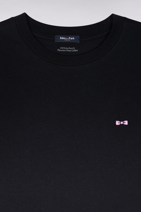 T-shirt dress in black Pima cotton, straight cut - Image 2