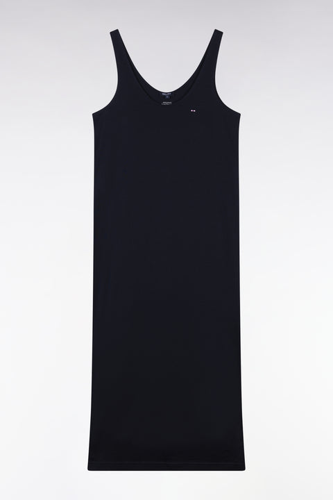 Tank dress in navy Pima cotton, straight cut - Image 1
