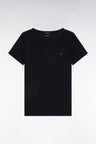 V-neck T-shirt in black lightweight Pima cotton jersey, straight cut