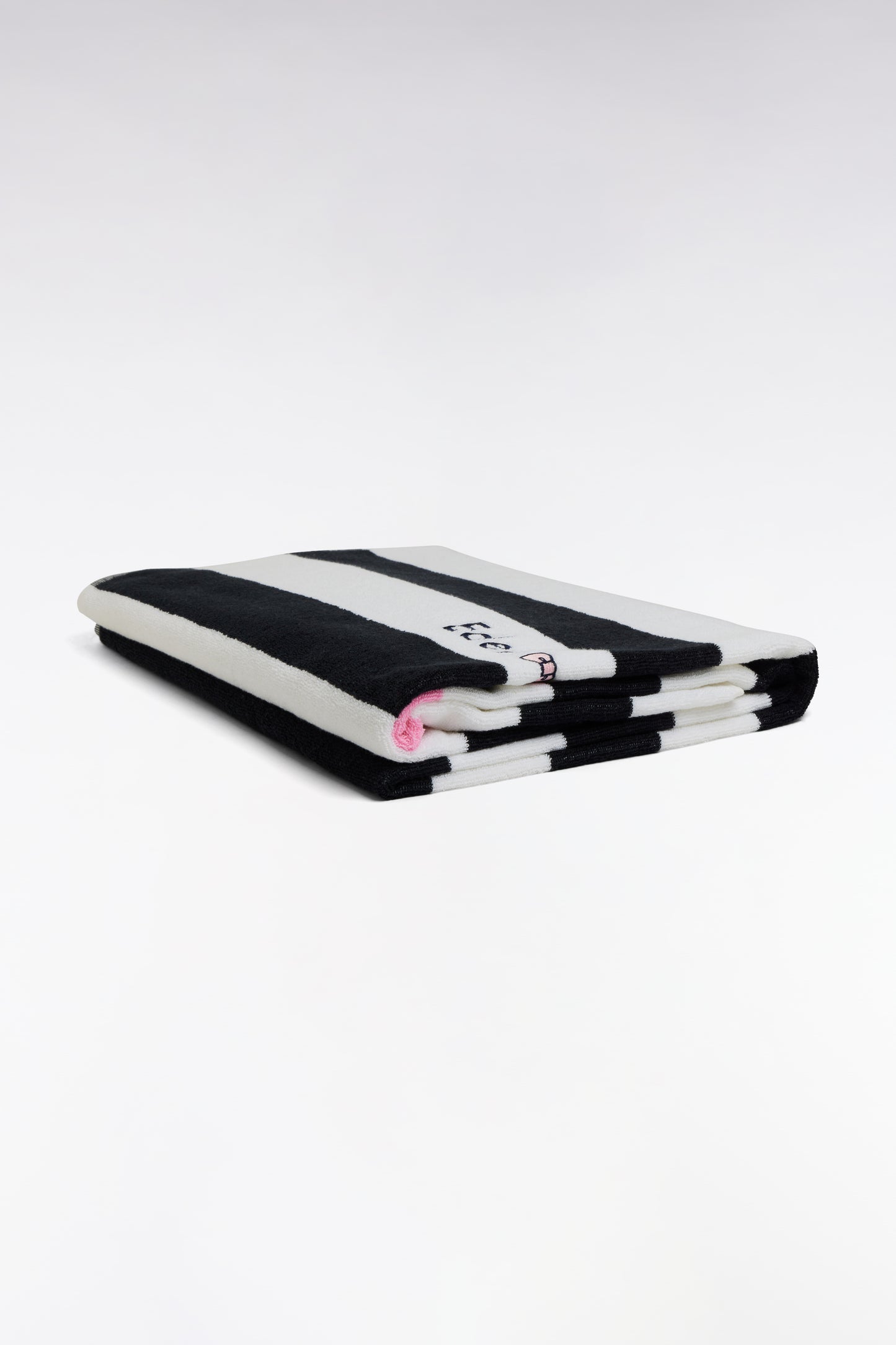 Striped beach towel in navy terry cotton