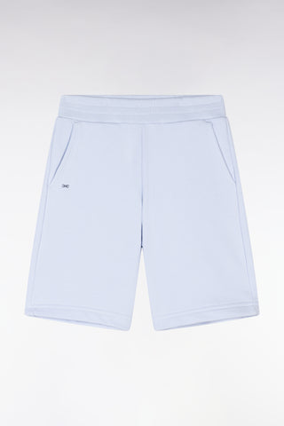 Straight-fit sky blue cotton fleece shorts