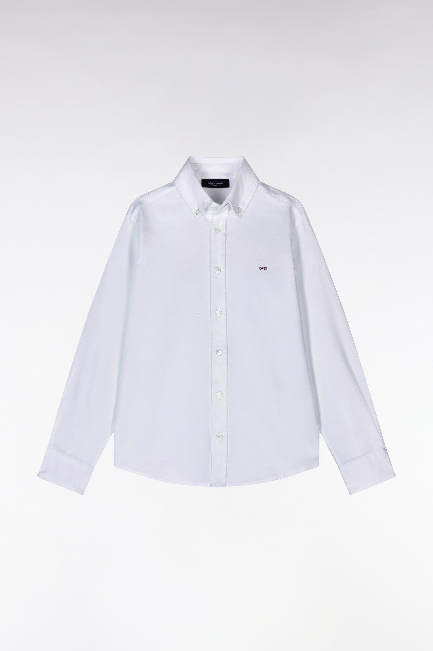 Straight-fit white cotton poplin shirt