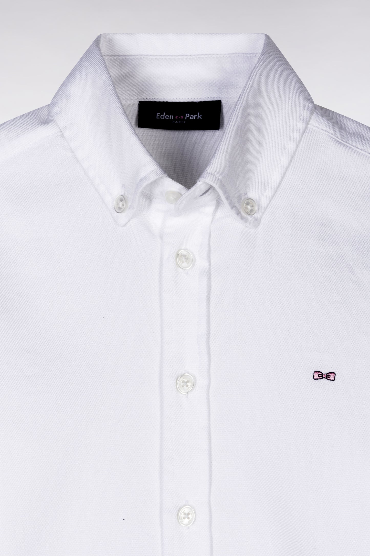 Straight-fit white cotton poplin shirt