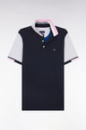 Straight cut and sew short-sleeved rugby jersey in pink cotton