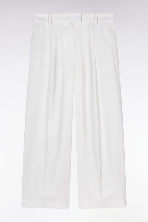 Ecru flowing wide-leg trousers - Image 2
