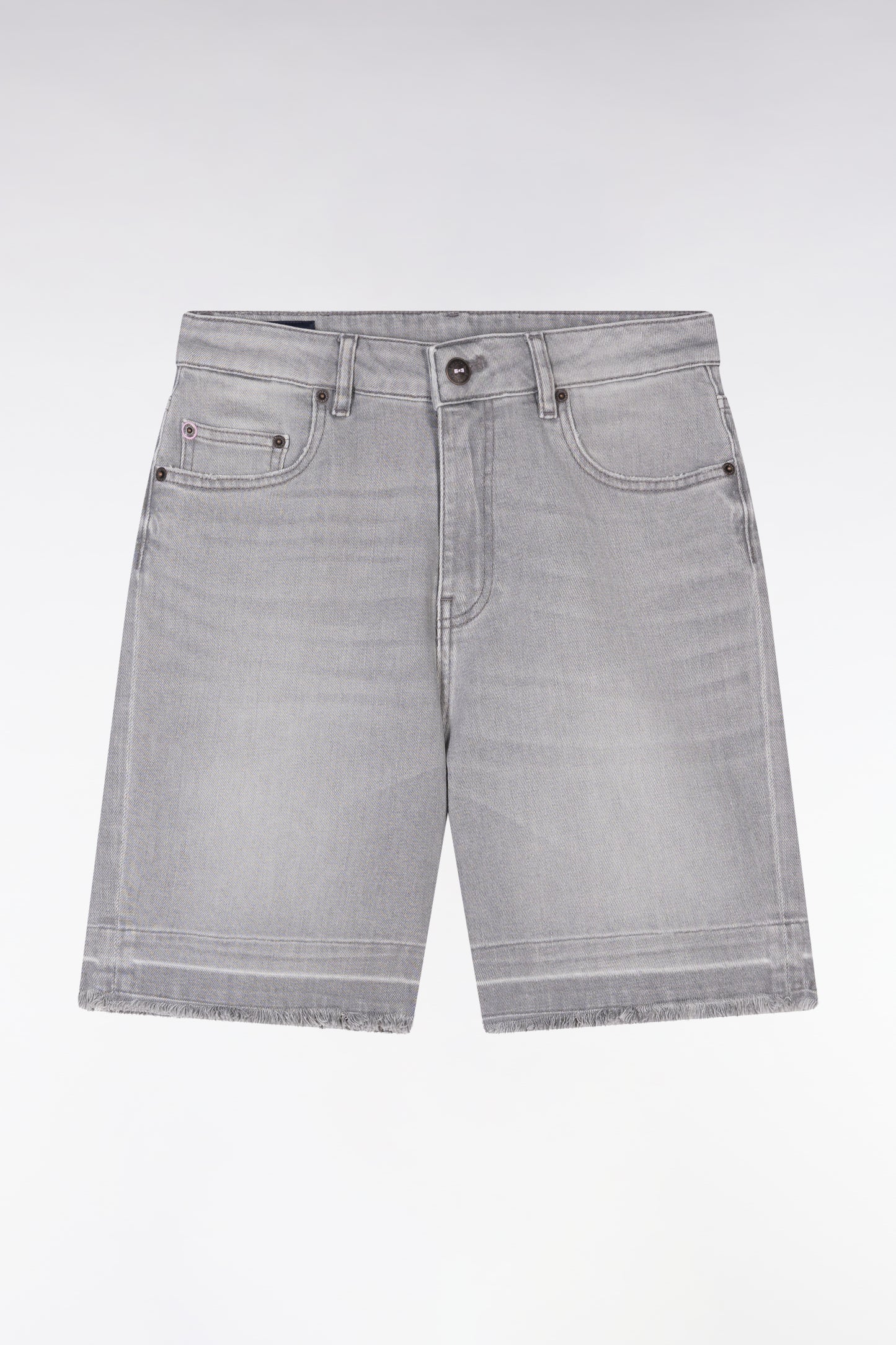 Relaxed fit grey stretch denim shorts