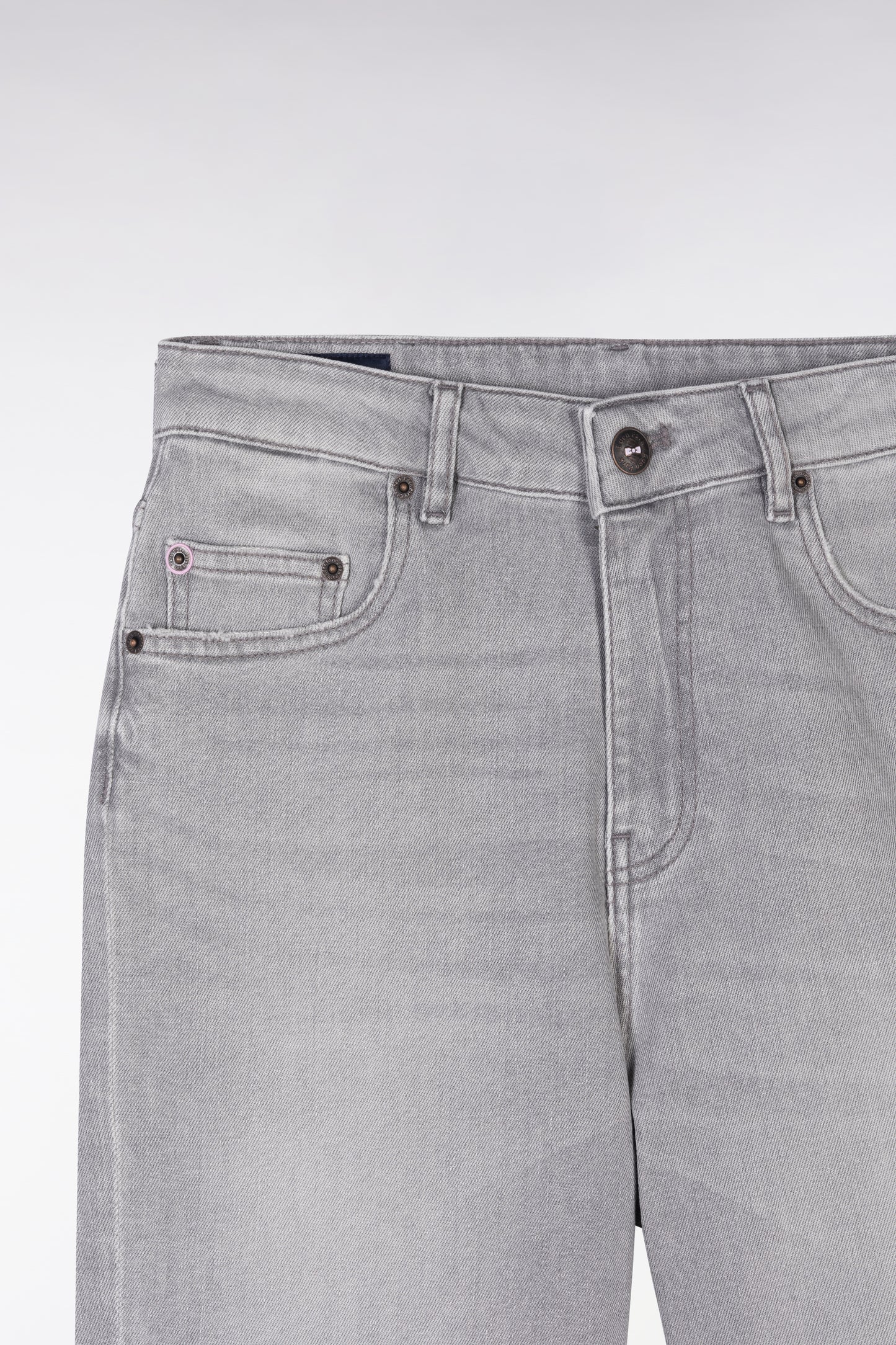 Relaxed fit grey stretch denim shorts