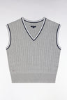 Relaxed-fit black cable cotton sleeveless jumper