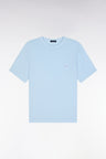 Straight-fit sky blue T-shirt in lyocell and cotton blend