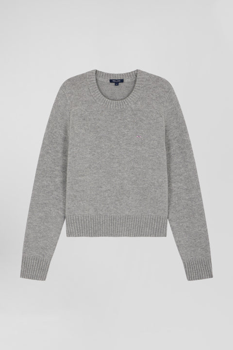 Regular grey round-neck wool and cashmere jumper - Image 1