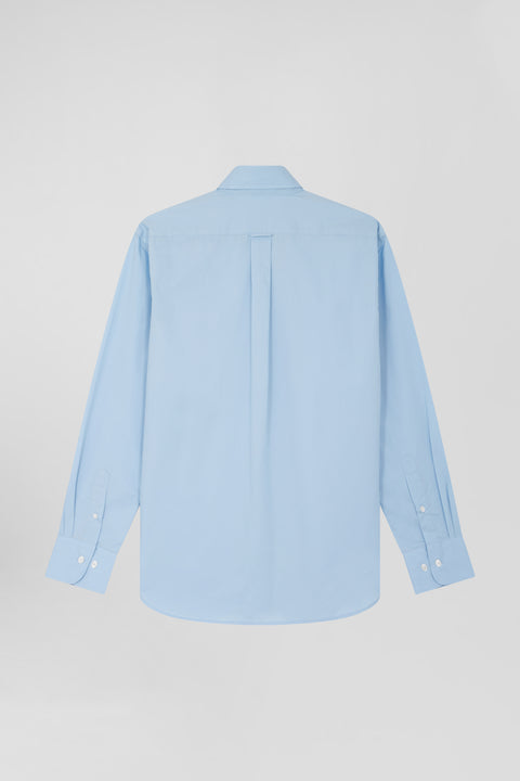 Regular plain sky blue cotton poplin shirt - Image 2
