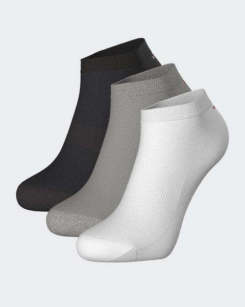 Pack of 3 pairs of white black and grey socks in stretch cotton blend - Image 1