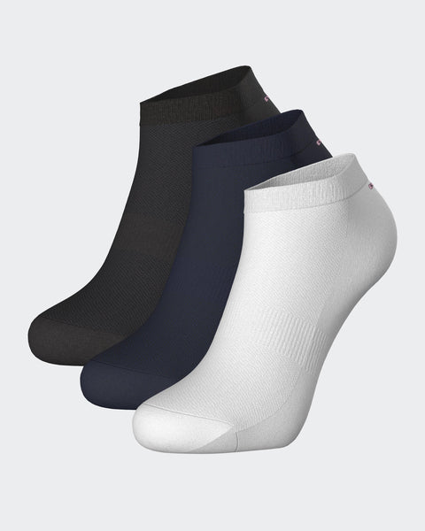 Pack of 3 pairs of white black and navy socks in stretch cotton blend - Image 1