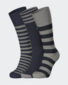 Pack of 3 pairs of navy and grey full-rimmed socks in stretch cotton blend