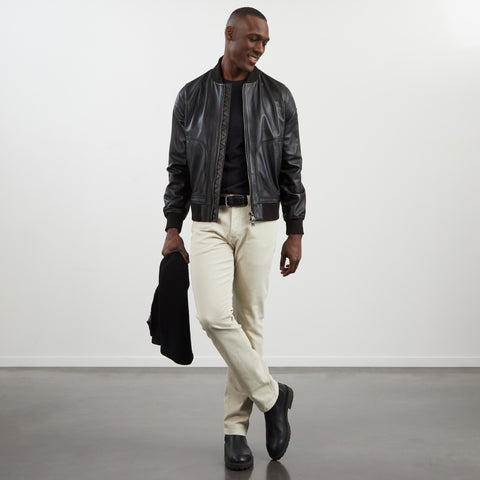 Black zipped leather jacket - Image 1
