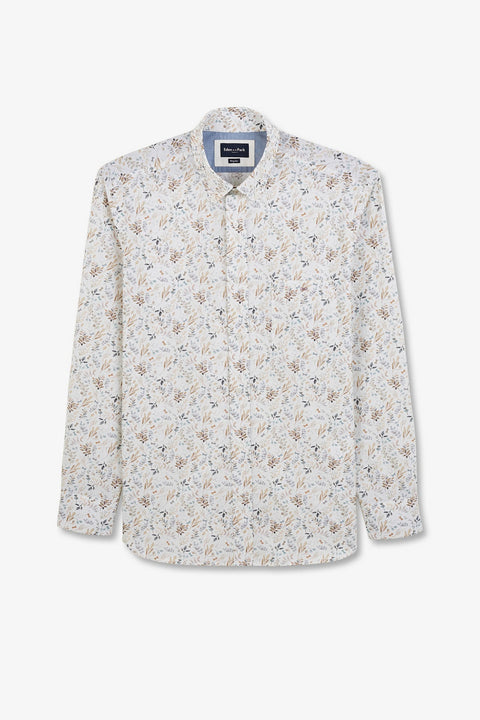Ecru poplin shirt with foliage print - Image 2