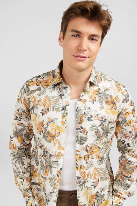 Leaf printed cotton voile shirt - Image 3