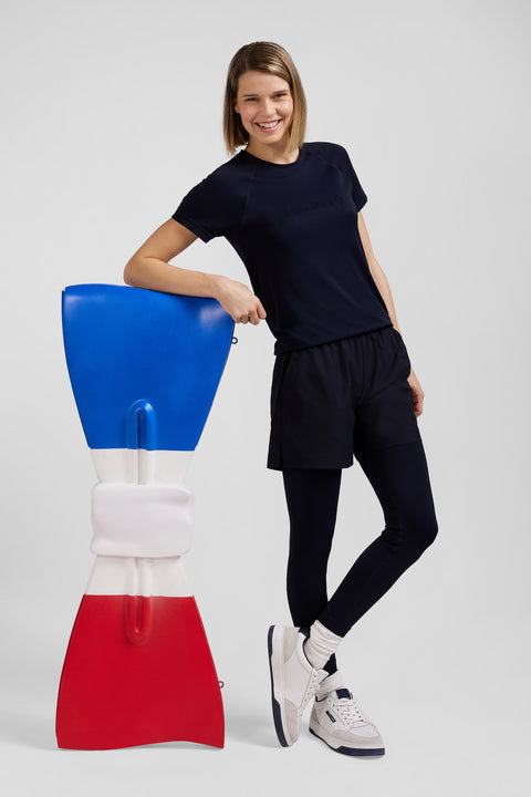 Navy blue stretch sports jogging bottoms - Image 1