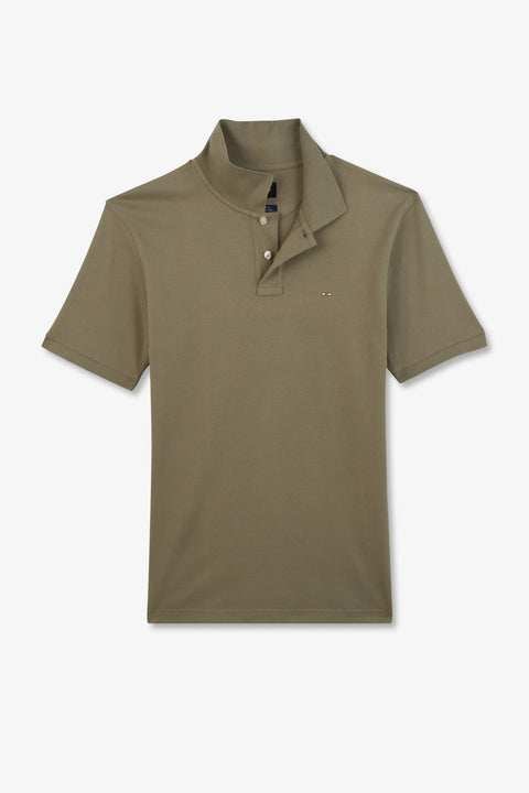 Plain beige short-sleeved polo shirt - Image 2