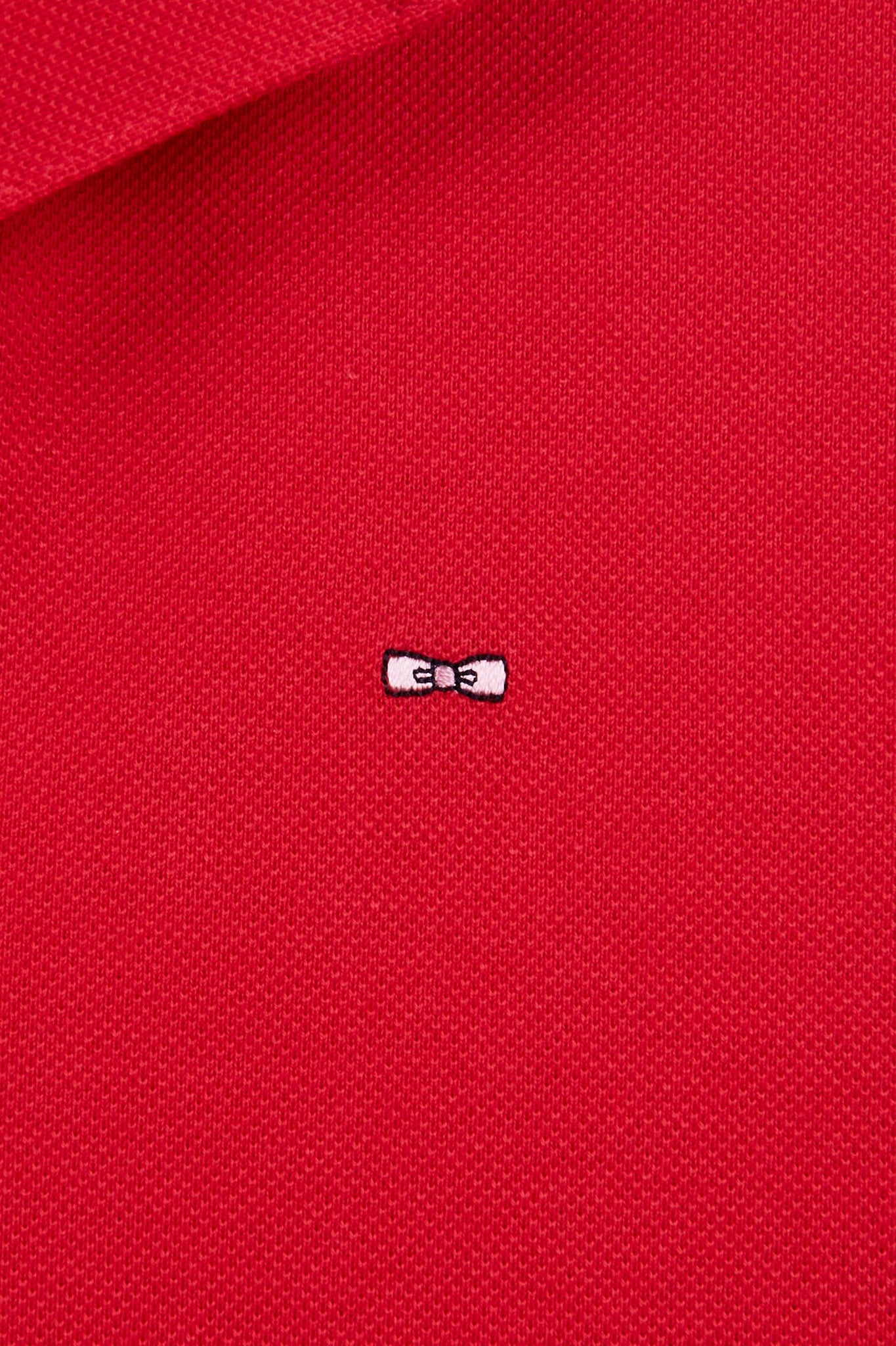 Red short-sleeved polo shirt