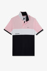 Pink short-sleeved colour-block polo shirt
