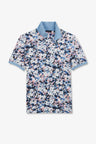 Light blue short-sleeved polo shirt with flower print