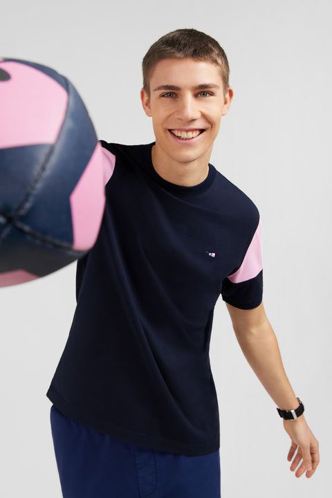Navy cotton T-shirt with number 10 embroidery - Image 3
