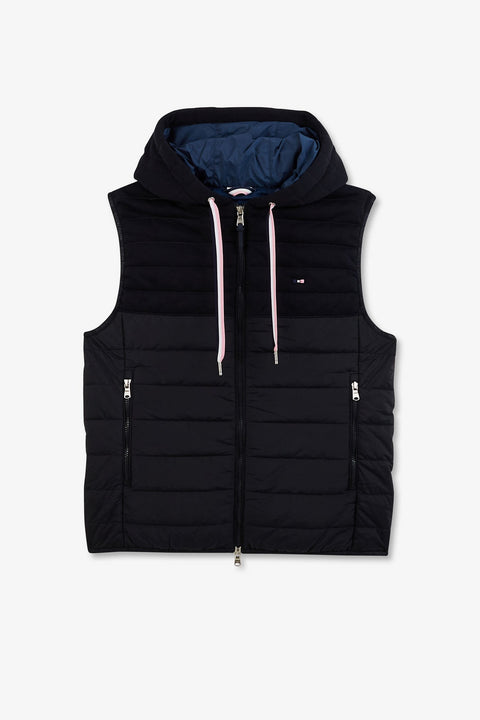 Navy blue sleeveless hooded puffa jacket - Image 2