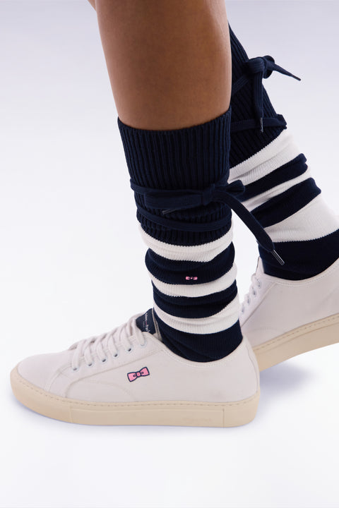 Navy and white full-rimmed rugby socks - Image 1