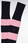 Navy and pink full-rimmed rugby socks