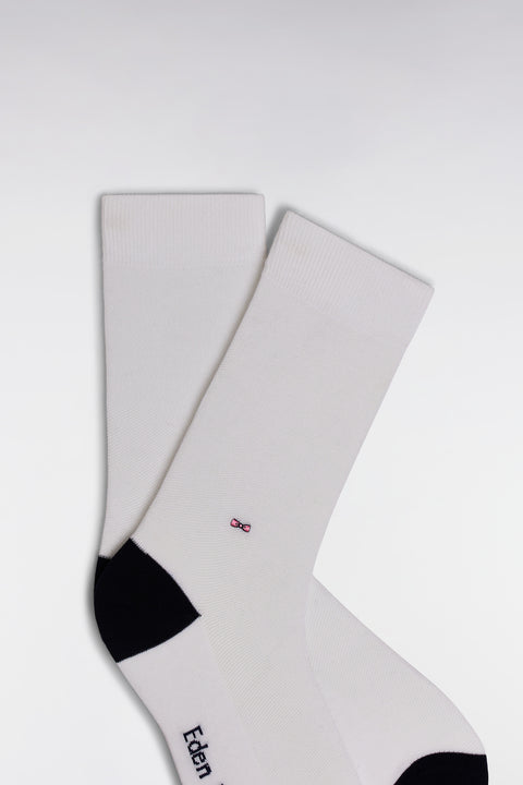 Plain white stretch cotton-blend socks - Image 1