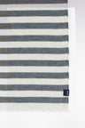 Cotton blend scarf with navy pinstripes