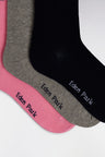 Pack of 3 pairs of pink and navy grey socks in stretch cotton blend