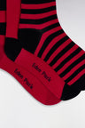 Pack of 3 pairs of navy and fuchsia full-rim socks in stretch cotton blend