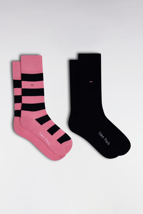 Pack of 2 pairs of stretch cotton socks in pink and navy - Image 1