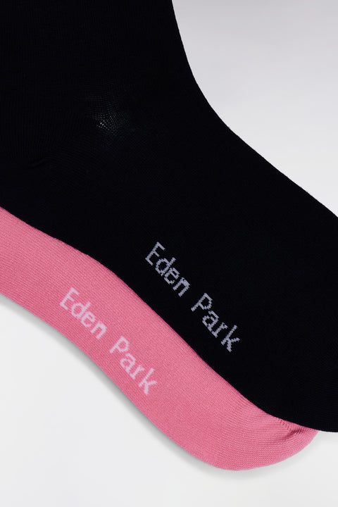 Pack of 2 pairs of stretch cotton socks in pink and navy - Image 2