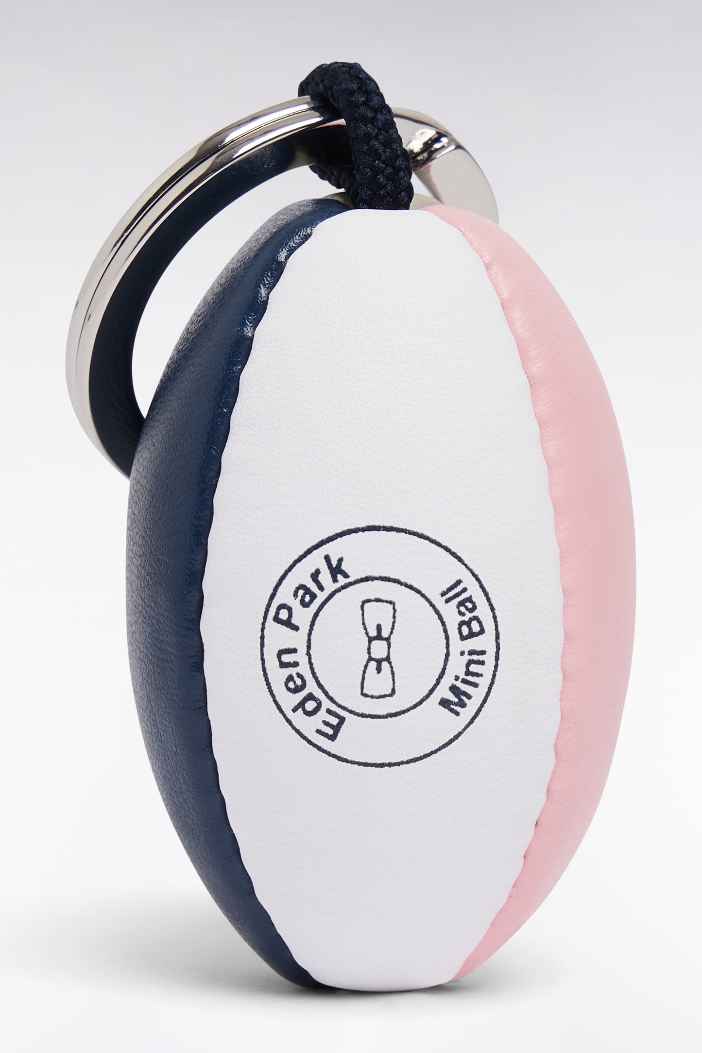 Rugby ball keyring in pink synthetic leather