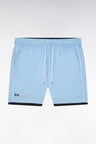 Sky blue swimsuit with white piping