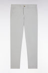 Grey straight-cut stretch cotton pleat-free chinos