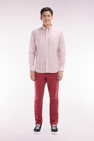 Red straight-cut stretch cotton pleat-free chinos