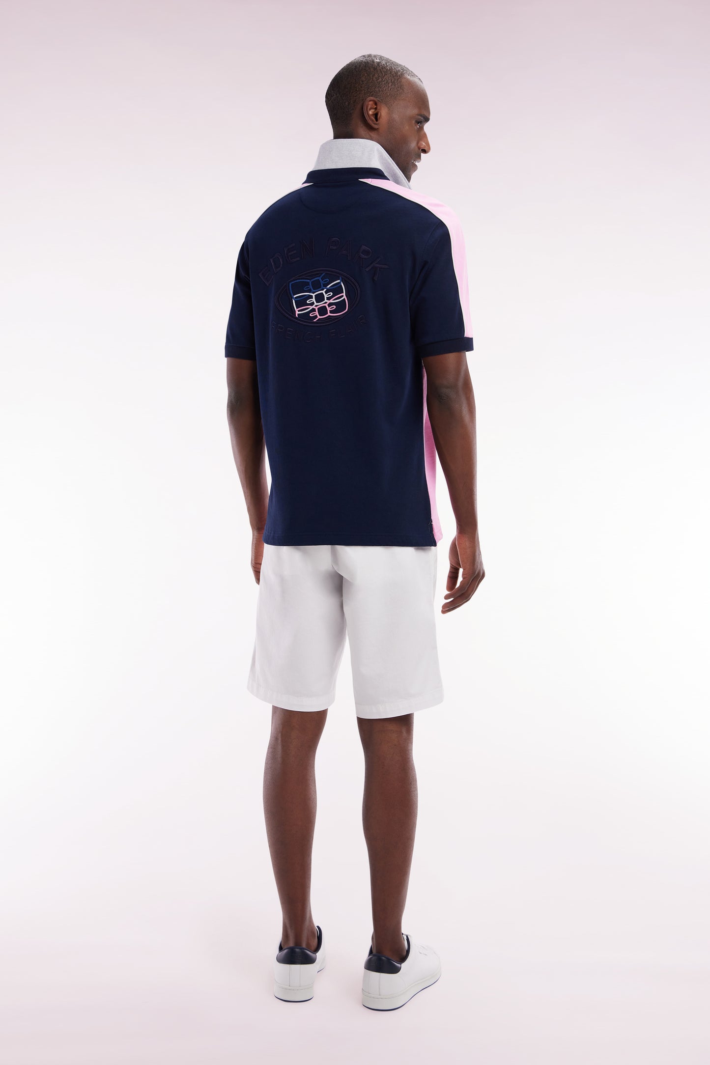 White straight-cut stretch cotton chino Bermuda shorts