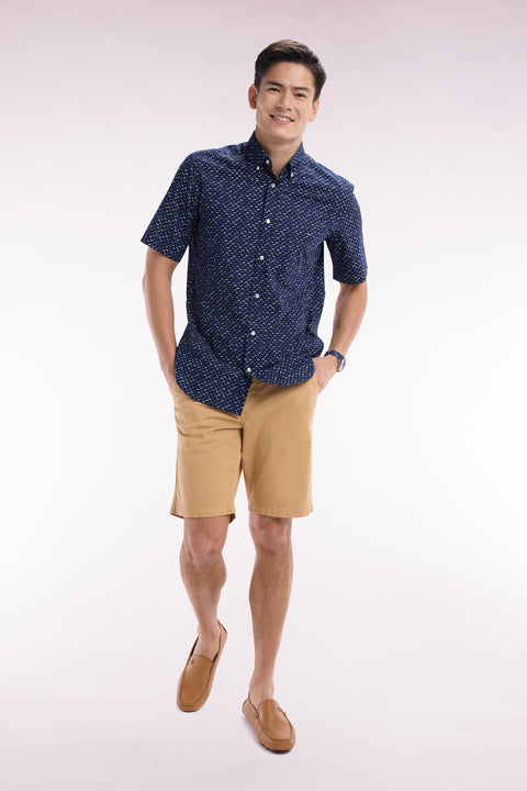 Camel straight-cut stretch cotton chino Bermuda shorts - Image 3