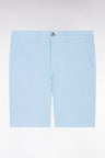 Light grey straight-cut stretch cotton chino Bermuda shorts