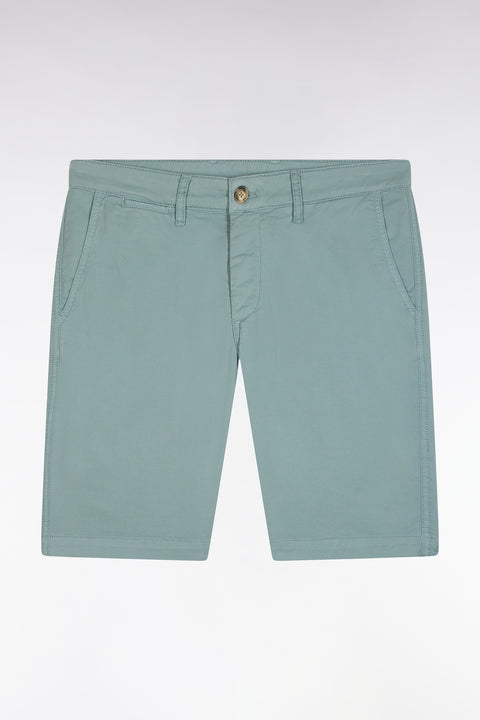 Medium grey straight-cut stretch cotton chino Bermuda shorts - Image 2